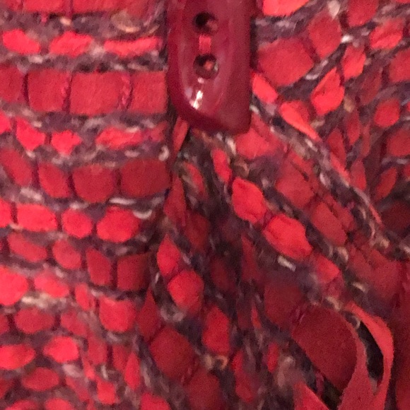 Vintage 80s Woven Red Suede Fringed Jacket, M - Picture 12 of 16